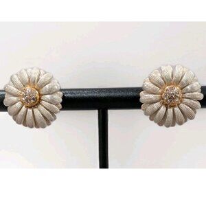 Brighton Crystal Silver and Gold-toned Flower Post Earrings